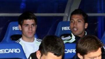 <b>SERÁ TITULAR. </b>Morata estuvo ayer en el banquillo del Bernabéu y hoy será titular.