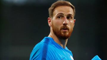 Oblak, del Atl&eacute;tico, en un partido de Eslovenia.