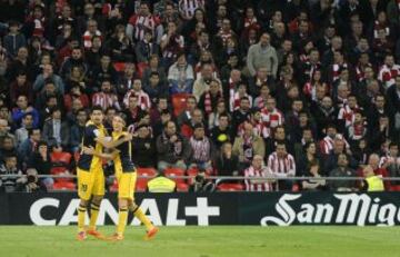 Celebración del 1-1 del Atlético.
