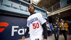 LOS ANGELES, CALIFORNIA - FEBRUARY 03: Mookie Betts #50 of the Los Angeles Dodgers during DodgerFest at Dodger Stadium on February 03, 2024 in Los Angeles, California.   Ronald Martinez/Getty Images/AFP (Photo by RONALD MARTINEZ / GETTY IMAGES NORTH AMERICA / Getty Images via AFP)