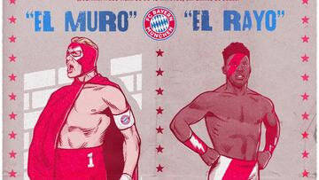 Imagen del Bayern Munich que pone a Neuer y Davies como luchadores.