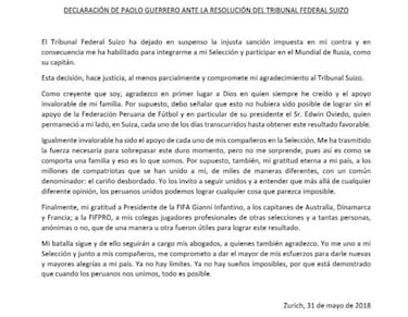 Guerrero, al saber que irá al Mundial: "Se hizo justicia"