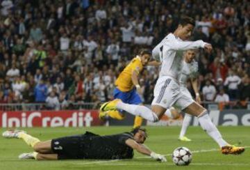 Partido de la Champions League, grupo B. Real Madrid-Juventus. 1-0. Cristiano Ronaldo anota el primer tanto.