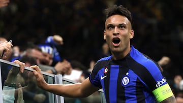 Lautaro Martínez celebra un gol con el Inter