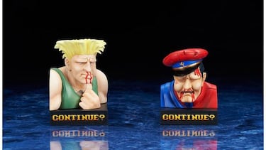 Las figuras de los personajes derrotados de Street Fighter II