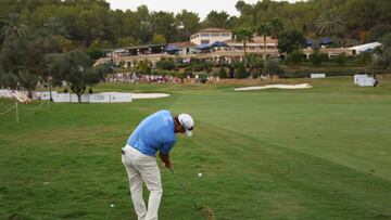 PALMA DE MALLORCA, SPAIN - OCTOBER 22: Ryan Fox of New Zealand plays his second shot on the 18th hole on Day Three of the Mallorca Golf Open at Son Muntaner Golf Club on October 22, 2022 in Palma de Mallorca, Spain. (Photo by Andrew Redington/Getty Images)