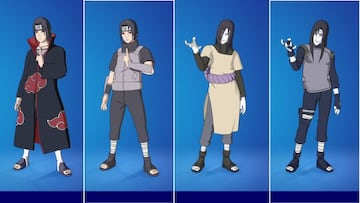 Los skins Itachi Uchiha y Orochimaru en Fortnite y sus distintos estilos