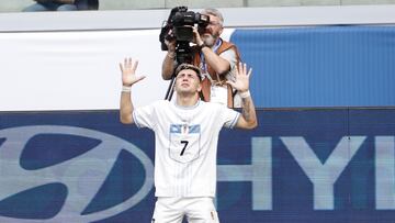 AMDEP2883. SANTIAGO DEL ESTERO (ARGENTINA), 01/06/2023.- Anderson Duarte de Uruguay celebra su gol hoy, en un partido de los octavos de final de la Copa Mundial de Fútbol sub-20 entre Gambia y Uruguay en el estadio Único de Ciudades en Santiago del Estero (Argentina). EFE/ Juan Ignacio Roncoroni
