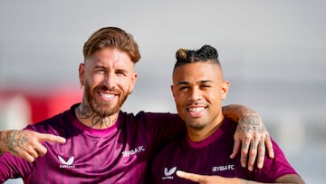 Sergio Ramos y Mariano, en un entrenamiento del Sevilla.