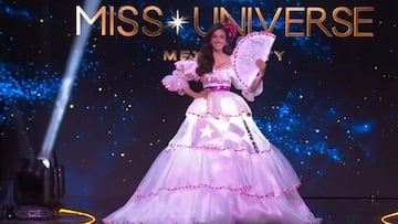 Jennifer Colón, representante de Puerto Rico en Miss Universo 2024, deslumbra con su traje nacional en la gala preliminar.