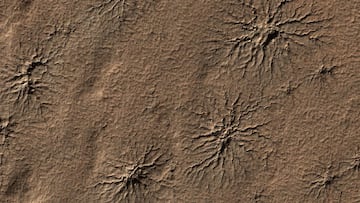 Space probes have captured images of intriguing spider-like formations on Mars. NASA has put forth a theory on what created these huge patterns.