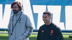 Cristiano y Pirlo entrenando.