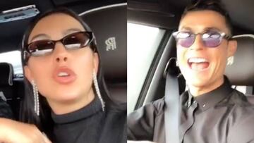 Cristiano Ronaldo y Georgina Rodr&iacute;guez montan un improvisado karaoke en el coche.