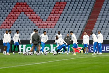 El Real Madrid entrenó en el Allianz Arena antes de su partido contra el Bayern.