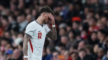 Soccer Football - International Friendly - England v Japan - Wembley Stadium, London, Britain- March 31, 2026 England's Ben White reacts as he walks off the pitch after being substituted Action Images via Reuters/Paul Childs