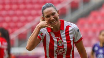 Adriana Iturbide celebrates her goal 4-0 of Guadalajara during the game Guadalajara vs Mazatlan FC, corresponding to Round 12 of the Torneo Apertura 2023 of the Womens Liga BBVA MX, at Akron Stadium, on October 01, 2023.
<br><br>
Adriana Iturbide celebra su gol 4-0 de Guadalajara durante el partido Guadalajara vs Mazatlan FC, correspondiente a la Jornada 12 del Torneo Apertura 2023 de la Liga BBVA MX Femenil, en el Estadio Akron, el 01 de Octubre de 2023