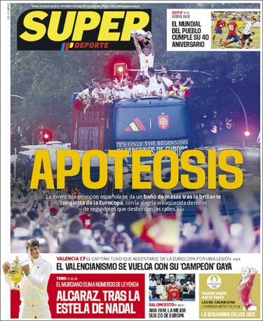 Fiestón, apoteósico... las portadas recogen la gran fiesta de la Selección Española