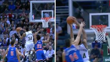 Giannis armó su concurso de clavadas ante los Knicks