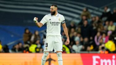 Benzema celebra su gol ante el Atlético en la Copa del Rey.