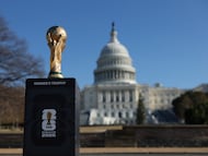 WASHINGTON, DC - DECEMBER 03: The FIFA World Cup Trophy is seen at the United States Capitol ahead of the FIFA World Cup 2026 Official Draw on December 03, 2025 in Washington, DC. (Photo by Michael Regan - FIFA/FIFA via Getty Images)
