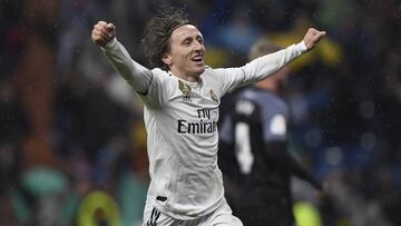 Modric celebró así su gol al Sevilla.