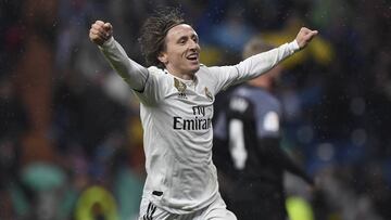 Modric celebr&oacute; as&iacute; su gol al Sevilla.