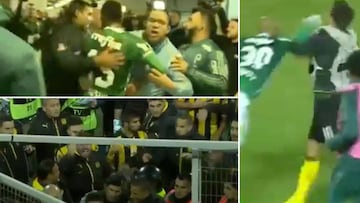 Jugadores y aficionados del Peñarol y Palmeiras, a golpes