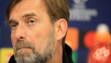 Liverpool's German manager Jurgen Klopp attends a press conference at Anfield Stadium in Liverpool, north west England, on April 26, 2022, on the eve of their UEFA Champions League semi-final first leg  football match against Villarreal. (Photo by Lindsey Parnaby / AFP)