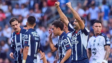 German Berterame celebrates his goal 1-0 of Monterrey during the 4th round match between Monterrey and Queretaro as part of the Liga BBVA MX, Torneo Apertura 2024 at BBVA Bancomer Stadium on July 20, 2024 in Monterrey, Nuevo Leon, Mexico.