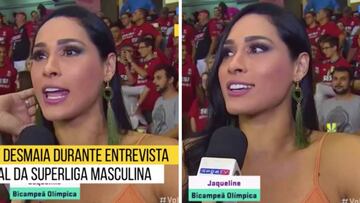 Jaqueline Carvalho: Professional volleyball player faints in the middle of interview