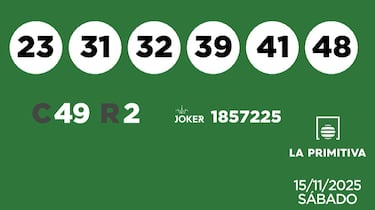 La Primitiva: comprobar los resultados del sorteo de hoy, sábado 15 de noviembre