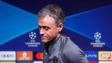 Soccer Football - Champions League - Paris St Germain Press Conference - Paris-Saint-Germain Training Centre, Poissy, France - February 13, 2024 Paris St Germain coach Luis Enrique during the press conference REUTERS/Gonzalo Fuentes