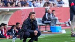 El entrenador del Albacete Rubén Albés, durante un partido.