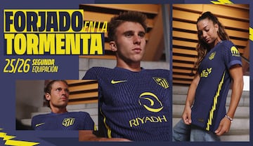De predominante tonalidad en azul marino, su dise?o incorpora adem¨¢s unos impactantes rayos en sus dorsales, cuyo vibrante color amarillo otorga un toque el¨¦ctrico y distintivo. La equipaci¨®n est¨¢ inspirada en la banda sonora en los momentos previos a cada partido que se disputa en el Riyadh Air Metropolitano.