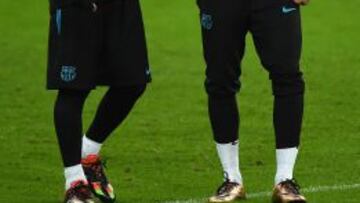 Messi y Neymar, durante el entrenamiento en Alemania.