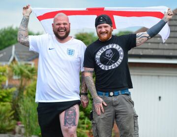 Aficionado inglés con su tatuaje donde se puede leer: "Sir Harry, World Cup Winners 2018"