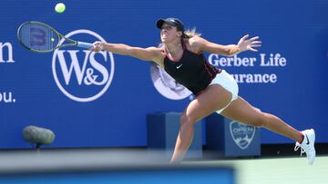 AME506. MASON (ESTADOS UNIDOS), 19/08/2022.- Madison Keys de los Estados Unidos en acción contra Elena Rybakina de Kazajstán, hoy durante los cuartos de final del Western and Southern Masters 2022 en el Lindner Family Tennis Center en Mason, Ohio, (EE. UU.). EFE/ Mark Lyons
