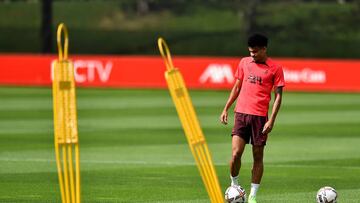 KIRKBY, ENGLAND - AUGUST 25: (THE SUN OUT, THE SUN ON SUNDAY OUT) Luis Diaz of Liverpool during a training session at AXA Training Centre on August 25, 2022 in Kirkby, England. (Photo by Andrew Powell/Liverpool FC via Getty Images)