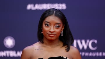 Laureus World Sports Awards - Palacio de Cibeles, Madrid, Spain - April 21, 2025 U.S. gymnast Simone Biles arrives ahead of the awards ceremony REUTERS/Juan Medina