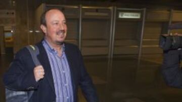 Rafa Benítez llegando a Madrid.