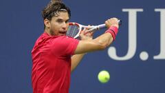 NEW YORK, NEW YORK - SEPTEMBER 13: Dominic Thiem of Austria returns the ball during his Men&#039;s Singles final match against and Alexander Zverev of Germany on Day Fourteen of the 2020 US Open at the USTA Billie Jean King National Tennis Center on Septe
