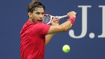 NEW YORK, NEW YORK - SEPTEMBER 13: Dominic Thiem of Austria returns the ball during his Men&#039;s Singles final match against and Alexander Zverev of Germany on Day Fourteen of the 2020 US Open at the USTA Billie Jean King National Tennis Center on Septe