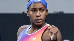 La tenista estadounidense Coco Gauff celebra un punto durante su partido ante Ashleigh Barty en el Adelaide International 1 de Adelaida.