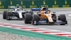 McLaren Renault driver Carlos Sainz (55) of Spain and Mercedes driver Valtteri Bottas (77) of Finland during FIA Formula 1 Grand Prix free practice celebrated at Circuit of Barcelona 11th May 2019 in Barcelona, Spain. 