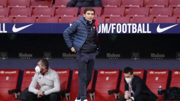Marcelino García Toral, durante el partido contra el Atlético de Madrid en el Wanda Metropolitano.