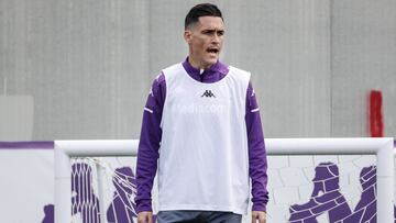 Callejón, entrenándose con la Fiorentina.