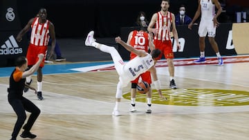 Rudy Fern&aacute;ndez, en la ca&iacute;da en la que se lesion&oacute; ante el Estrella Roja.