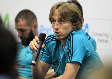 Luka Modric during today's Movistar event in Madrid.