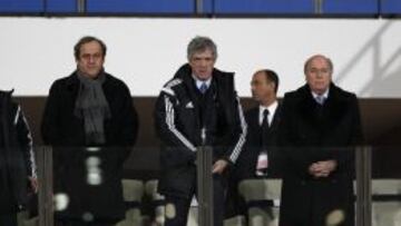 Platini, Villar y Blatter.