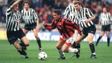 Roberto Baggio es uno de los jugadores que pasaron por Milan y Juve siendo figuras